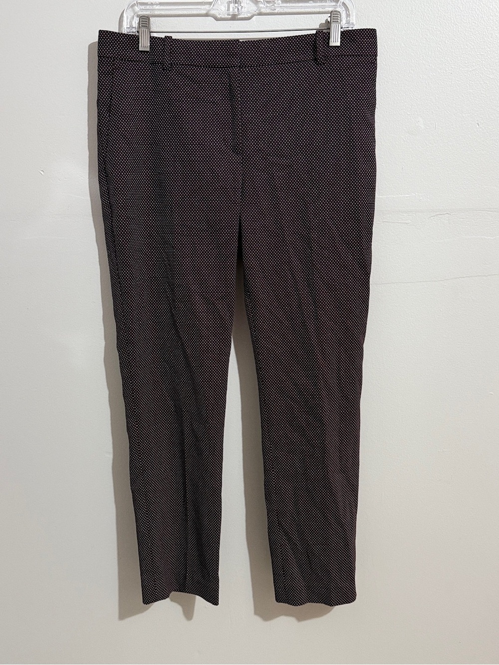 Ann Taylor Womens 8 Ankle Pants Black White Micro Print Slim Straight Career
